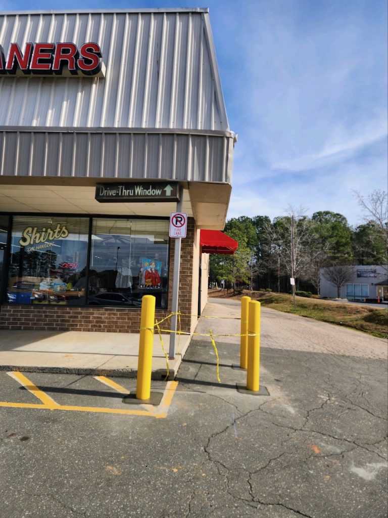 Parking lot bollard installation and repair in Cary, NC